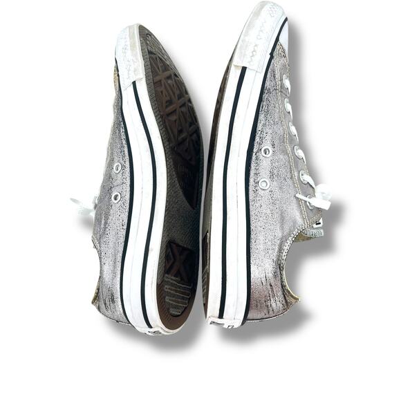 CONVERSE Silver Lame' All Stars Sneakers M7/W9  Rocker Rave Indie Kitschy - Picture 7 of 9